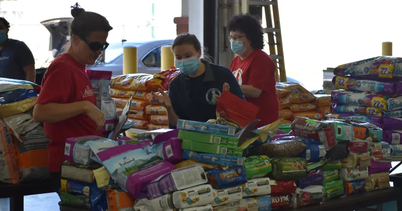 volunteers in pet pantry